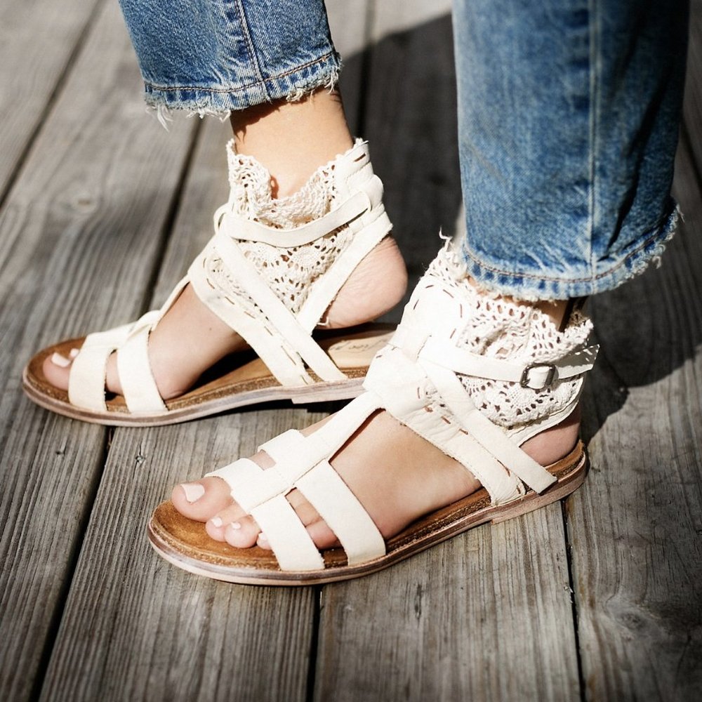 Free People White Dunes Boot Sandal - sz39